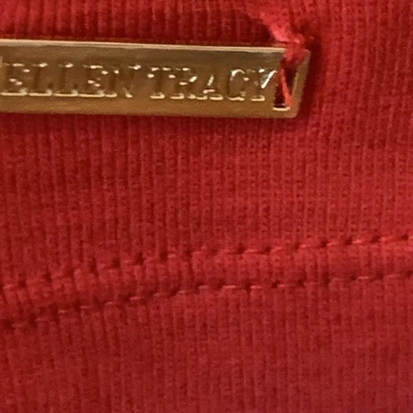 Ellen Tracy tunic top SZ LG Red ¾ sleeve blouse with keyhole neckline Cotton - Picture 4 of 6